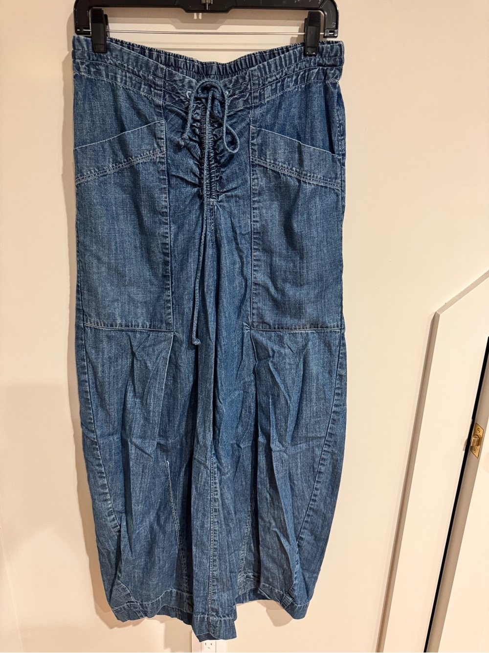 Free People Denim Drawstring Wide-Leg Jeans